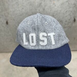 LOST Custom Made Headwear Wool Blend Baseball Cap Hat Gray Blue Snapback